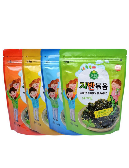 Custom Crispy Seaweed Packaging Bags With Resealable Zipper