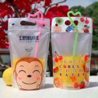 New Style Drink Carrier Pouches With Straws